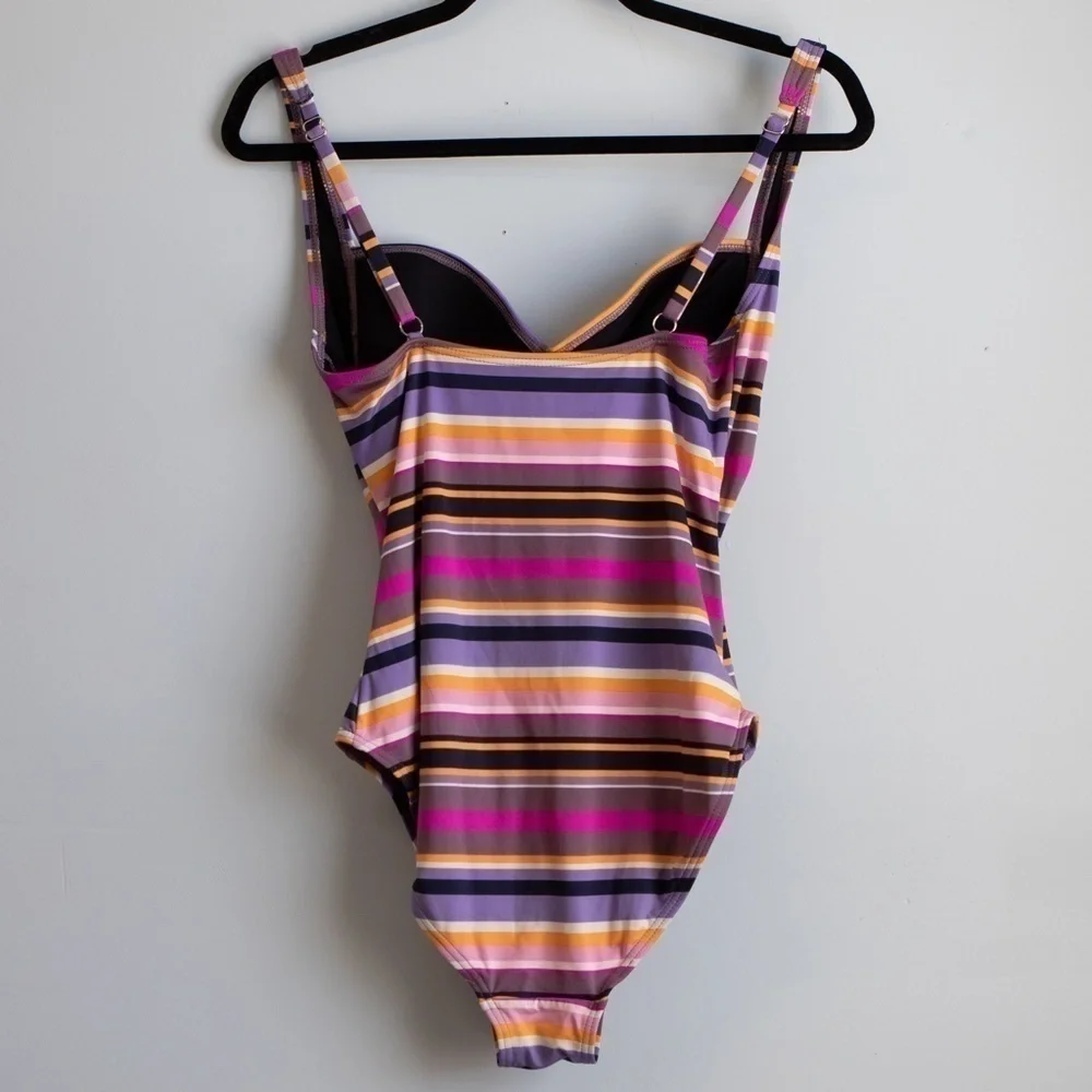 Simply Swim multi color stripe one piece bathing suit-S